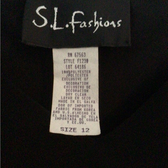 S.L. Fashions Woman’s Black Midi Dress with Pink Roses. Size 12. - Picture 3 of 3